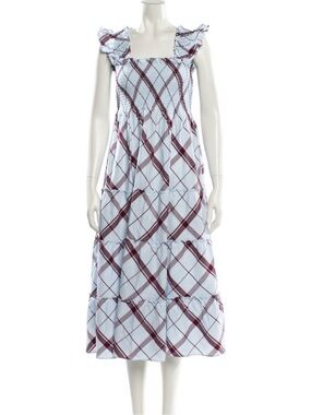 Hill house NAP dress Sz L in Light Blue and Maroon
